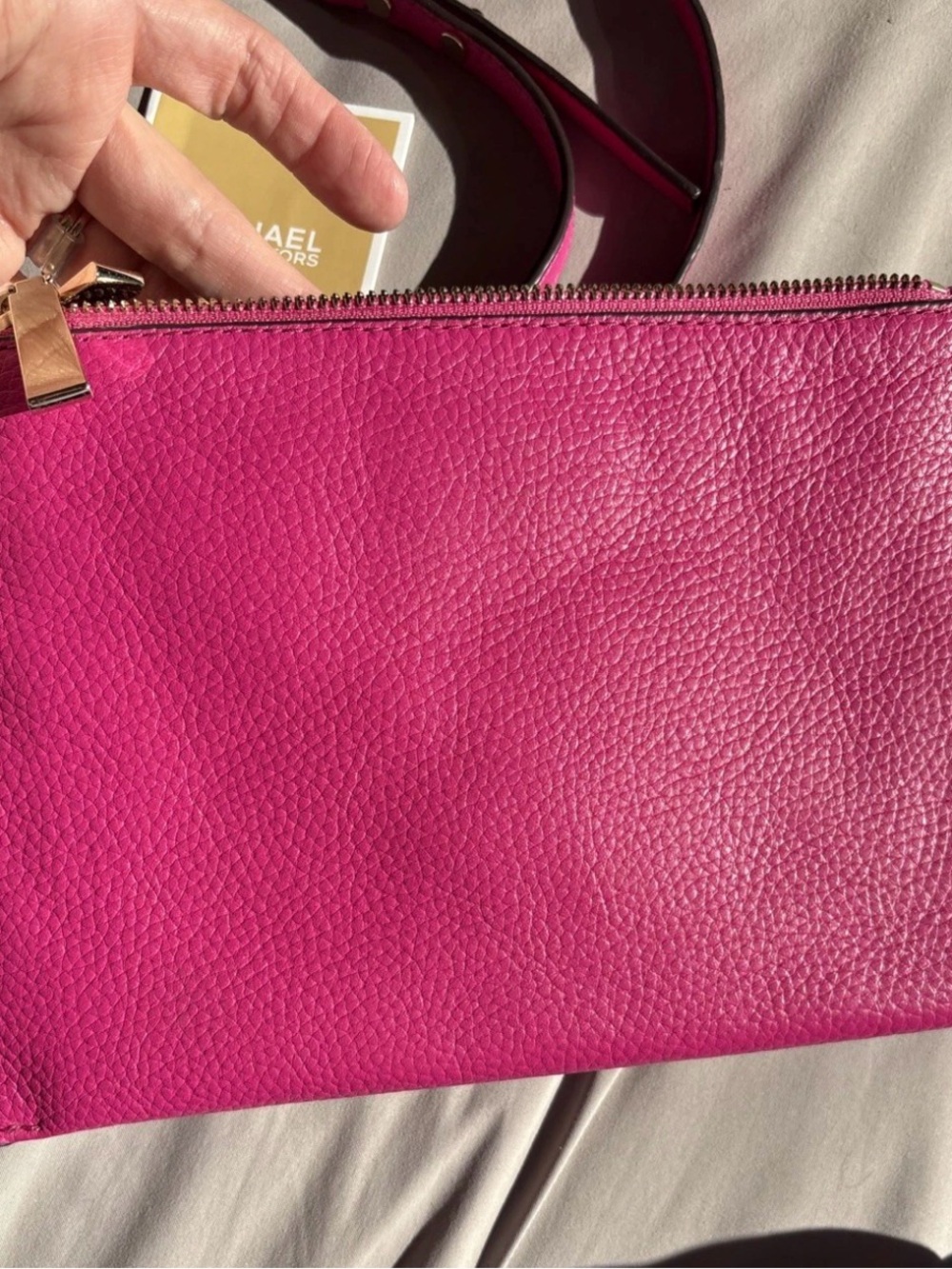 Michael Kors Jet Set LG DBL Pouch Shoulder/Crossbody, Wild Berry/Deep Pink - Picture 2 of 14